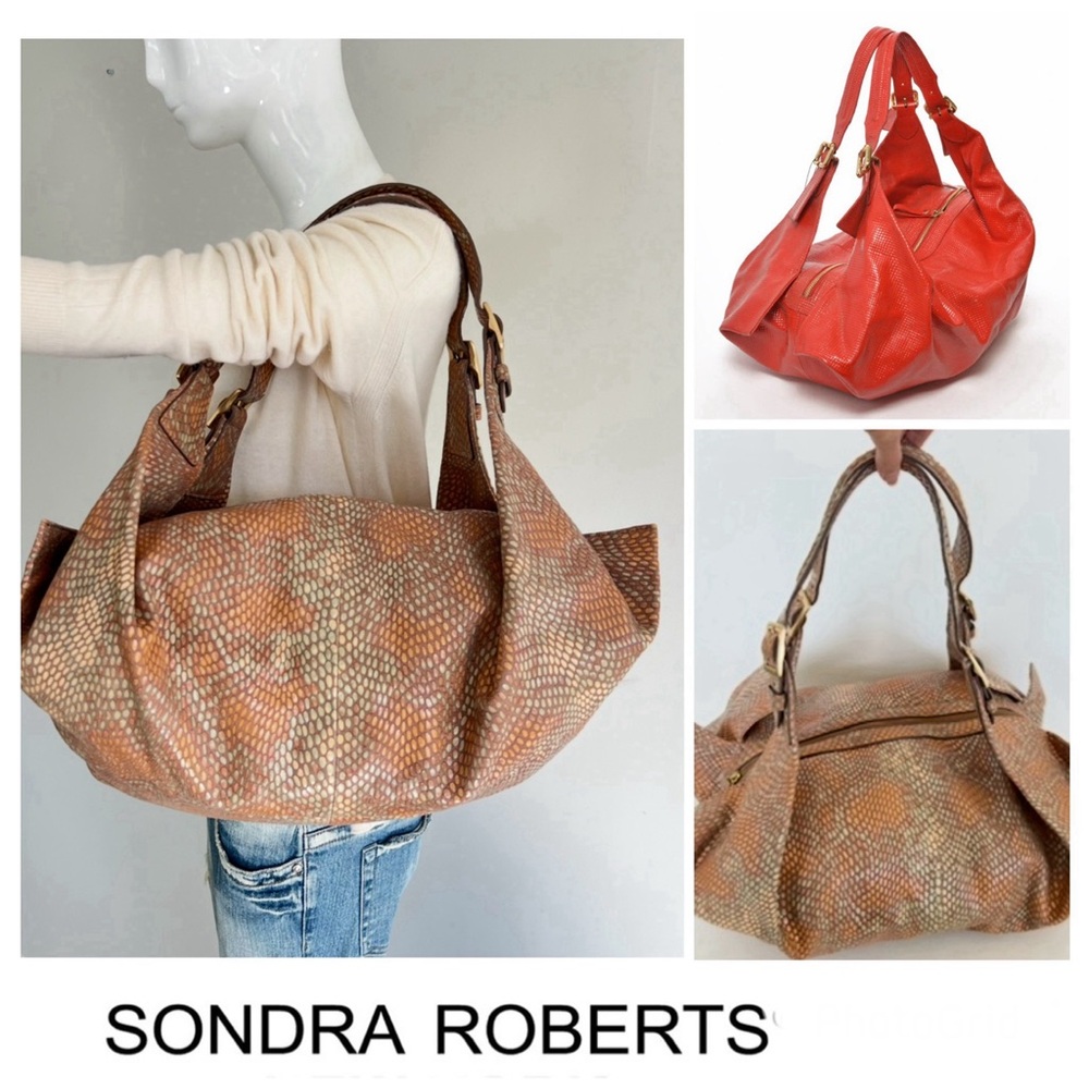 SONDRA ROBERTS Multicolor Python Print Leather Do… - image 1